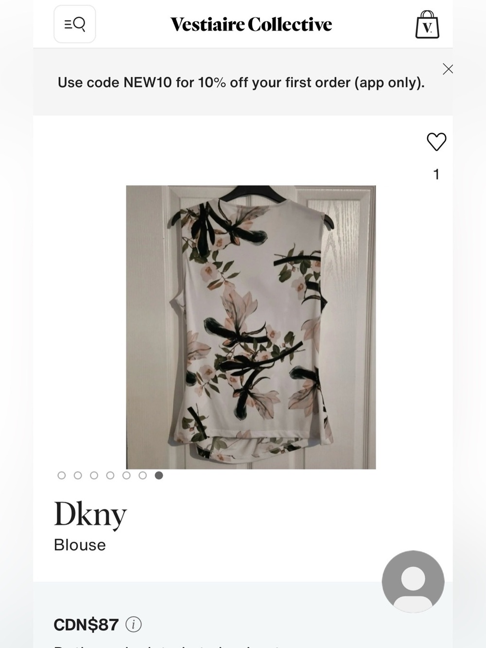 DKNY Women’s Floral Blossom Print Knot Detail Stretch Blouse Top Size L - Picture 6 of 6